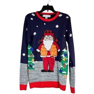 Jolly Sweaters 3D Santa Dressed for Winter Christmas Ugly Sweater Adult Small